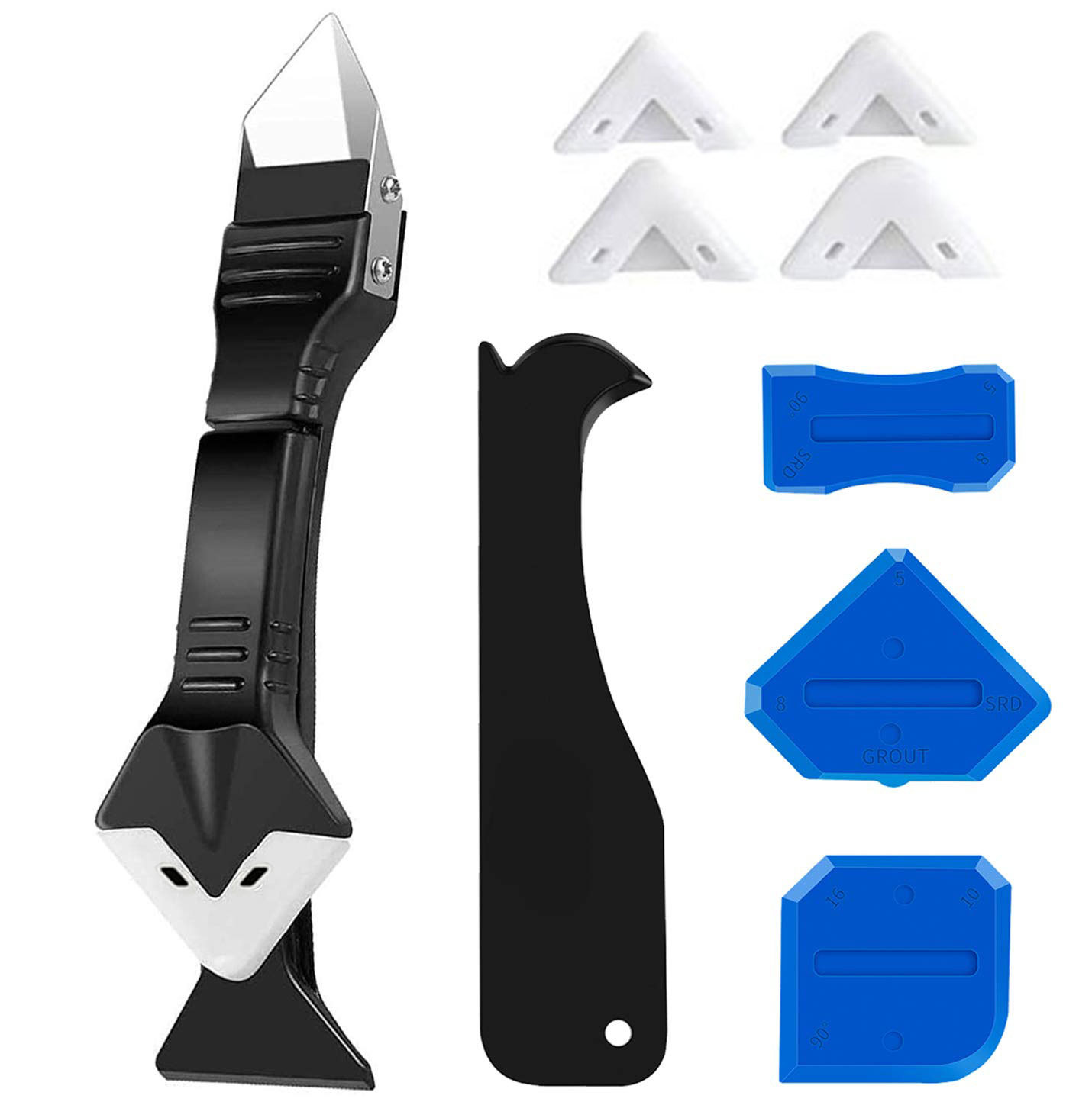 Multi-función pegamento pala 3-en-1 silicona pegamento raspador ángulo belleza costura pala cuchillo eliminación de pegamento cuchillo interior esquina pegamento raspador de goma