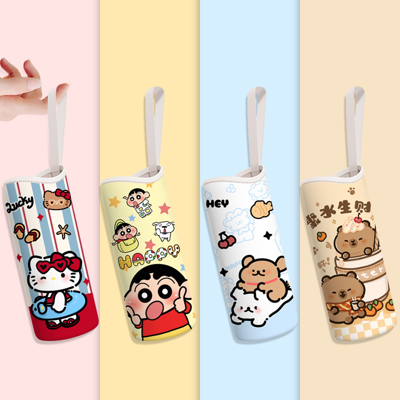 Cute Cartoon Girl Portable Water Cup Cover Thermos Cup Protective Cover Universal Satchel Insulated Cup Cover for Adults and Kidsren