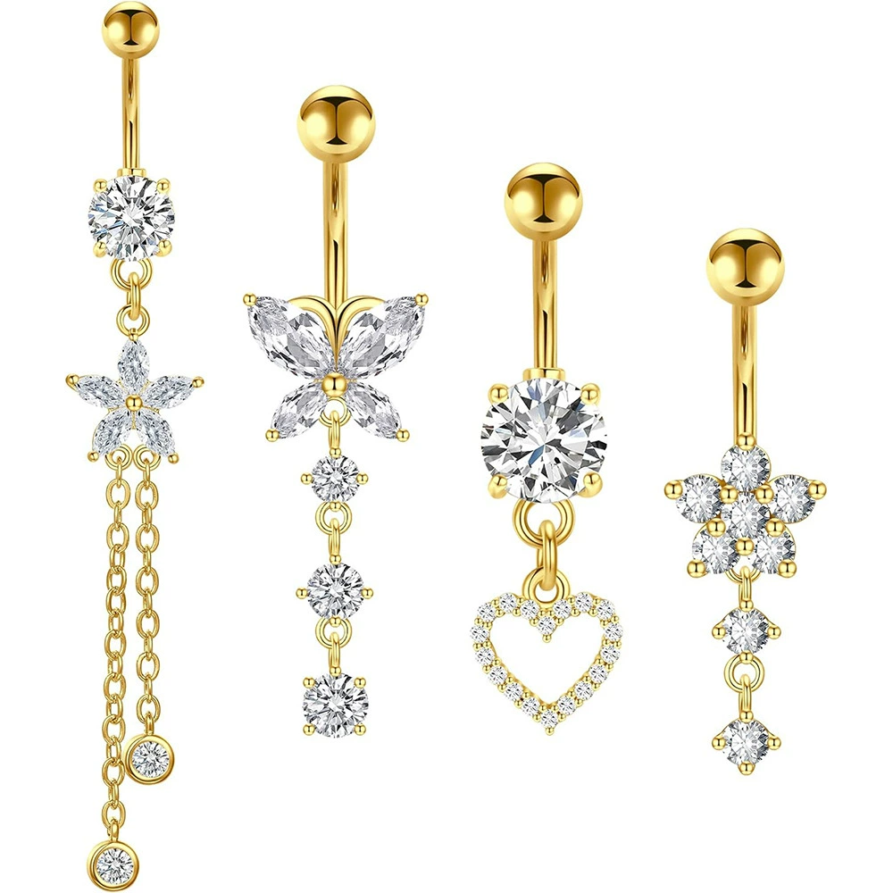 Cross-border trading), copper belly button piercing, physiological set with zircon, Amazon, (Physicals