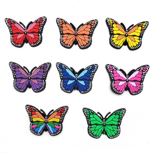 Butterfly series shoe buckles, cross-border supply of PVC clogs, floral shoe buckles, soft rubber shoe accessories, cror jewelry