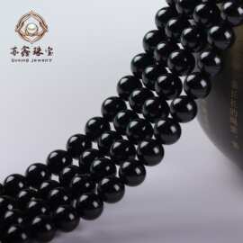 苏鑫珠宝 7A天然黑玛瑙散珠 半成品串珠长链圆珠 DIY手串饰品批发