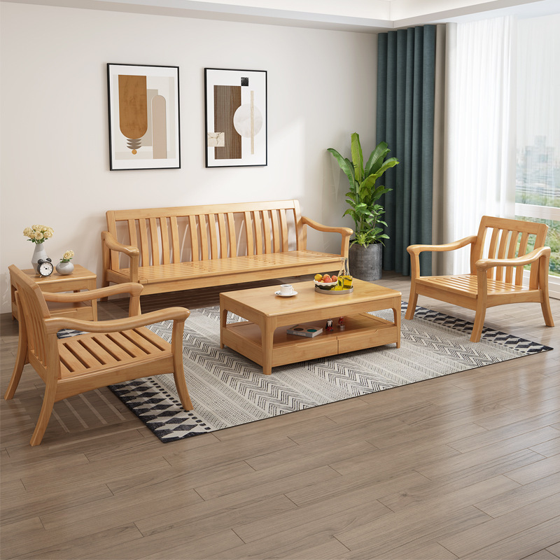 北歐實木布藝沙發簡約小戶型冬夏兩用客廳日式橡膠木沙發客廳家具