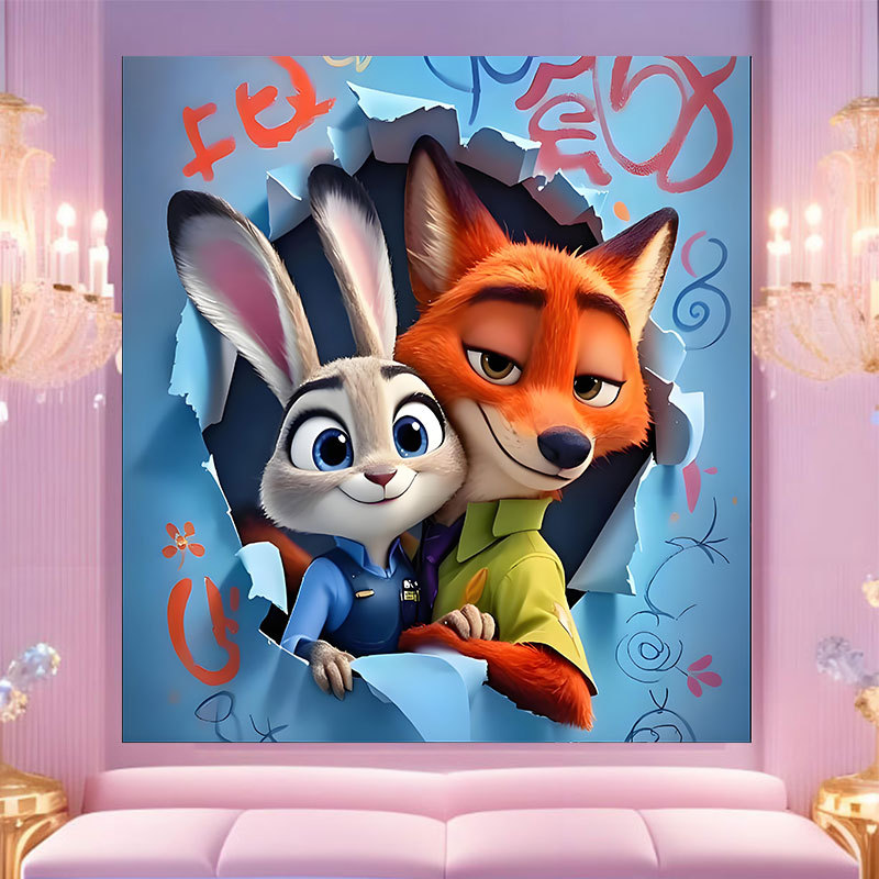 20 * 20 Crazy Zoo City pintura digital a mano diy dibujos animados pintura a mano Judith Decoration