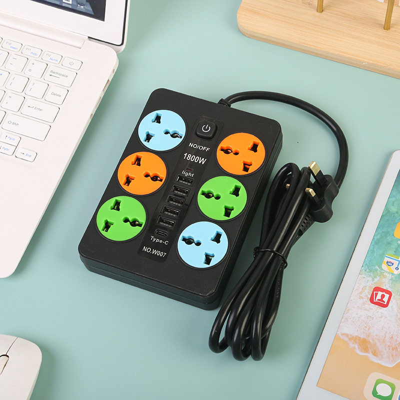 6 puntos de conexión de comercio exterior 5USB + 1 interfaz tipo-c negro y blanco neutral estándar británico estándar europeo estándar americano