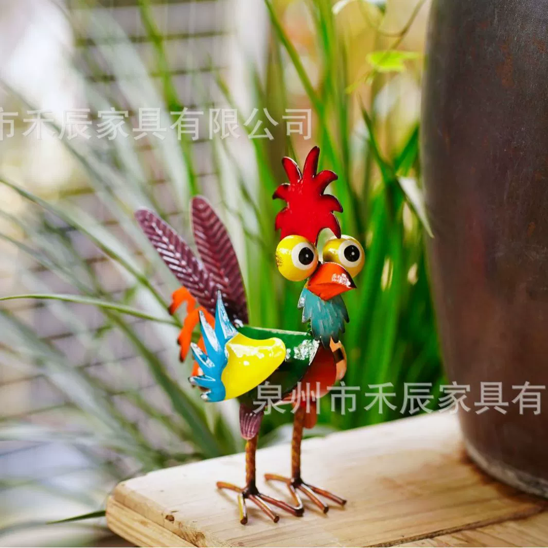 Американский двор Внутренний Рабочий стол Цветной трехмерный петух Украшение животных Садовые украшения Творческие железные ремесла