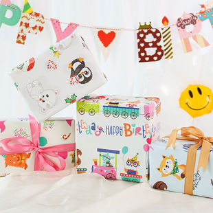 Gift Wrapping Paper Children's Day Cartoon Animal Birthday Gift Wrapping Paper Cute Style Gift Paper Gift Box Packaging