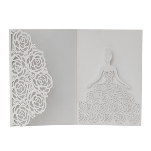 European Wedding Laser Rose Girl Engagement Invitation Blessing Invitation Holiday Cut Out Greeting Card Envelope Shell