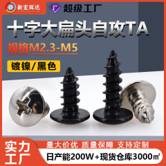 メーカー直販TA黒色十字大平頭タッピングねじ卸売りM2.3-M5ニッケルメッキ傘頭タッピングねじ