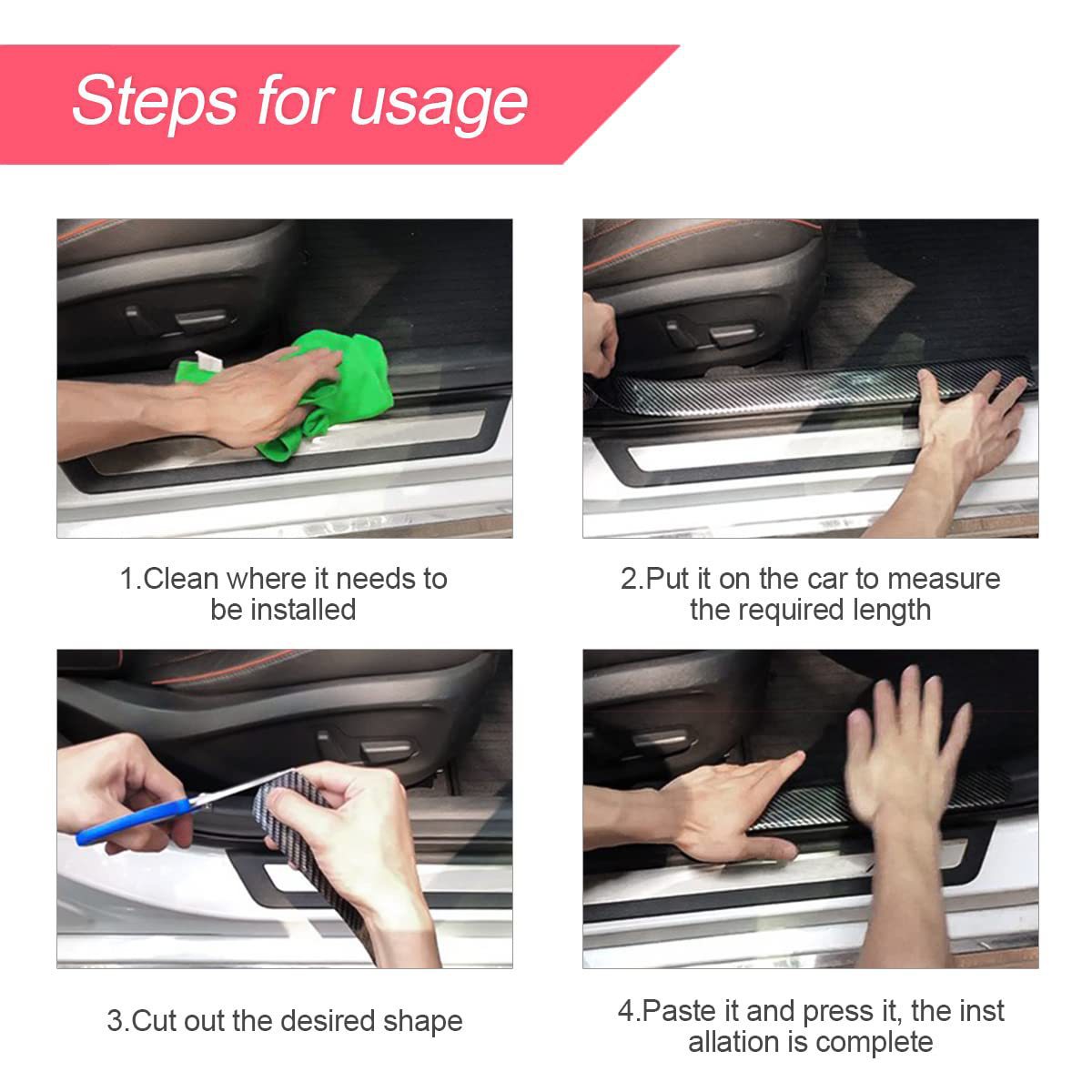 Car Door Sill Strip K5D Carbon Fiber Pattern Door Anti-Collision Strip Rear Box Bumper Door Edge Anti-Scratch Protection Strip