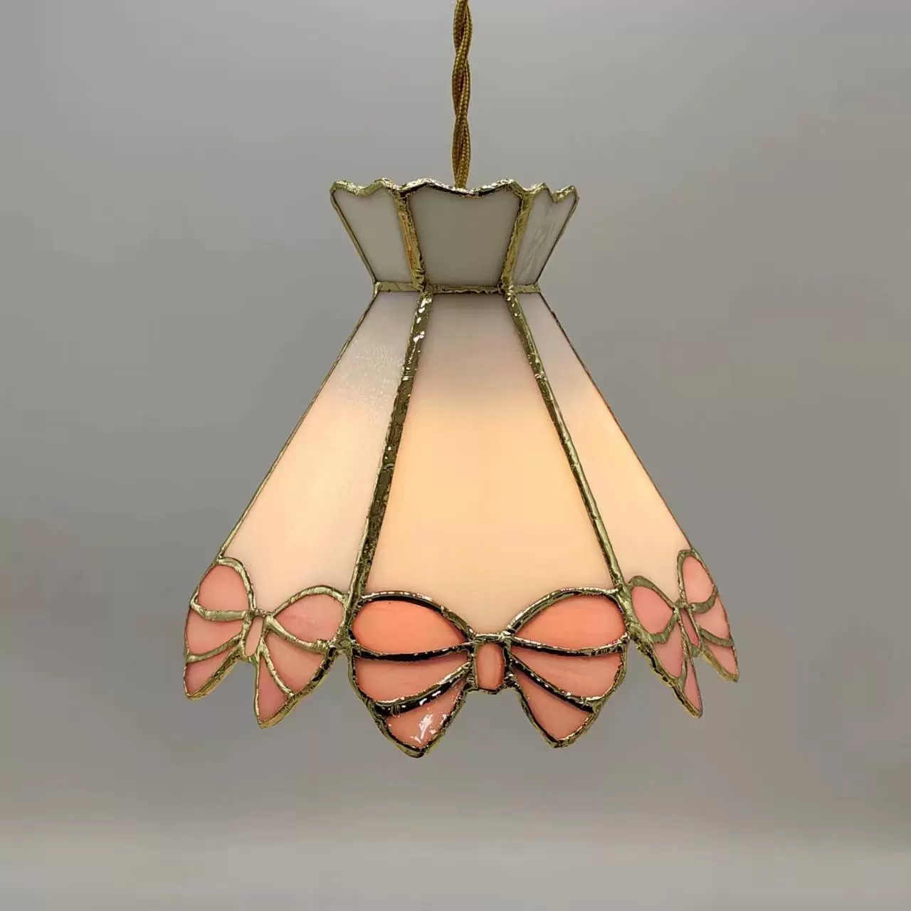 Ceiling lamp (Tiffany) stained‑glass pendant, retro Japanese style, 12 W three‑color light source