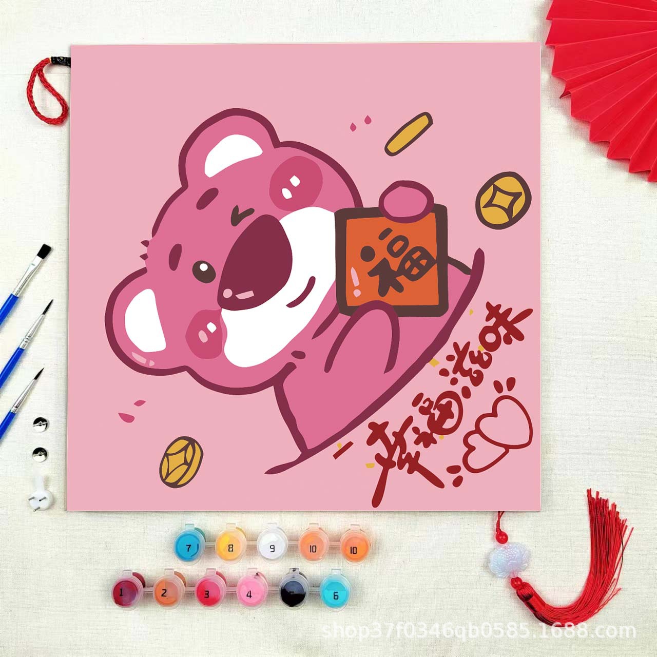 春聯節日門窗掛件工廠直發DIY數字油畫手工上色丙烯畫牆面裝飾畫