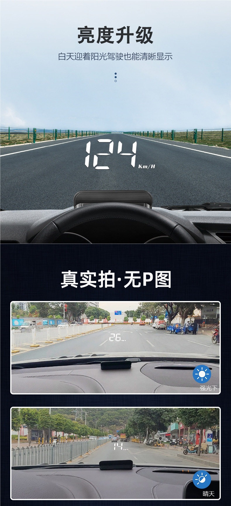 2026 Multifunctional New Hud Head-Up Display Obd Car Speed Universal Vehicle High-Definition Projector Speedometer