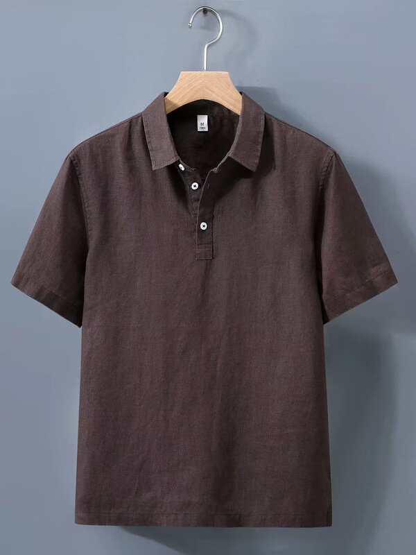 Unhomme/Elegant Gentleman_Tailored Collar Short Sleeve Polo Shirt Comfortable Men's Solid Color Shirt Trendy Unhomme/Elegant Gentleman_Tailored Collar Short Sleeve Polo Shirt Comfortable Men's Solid Color Shirt Trendy