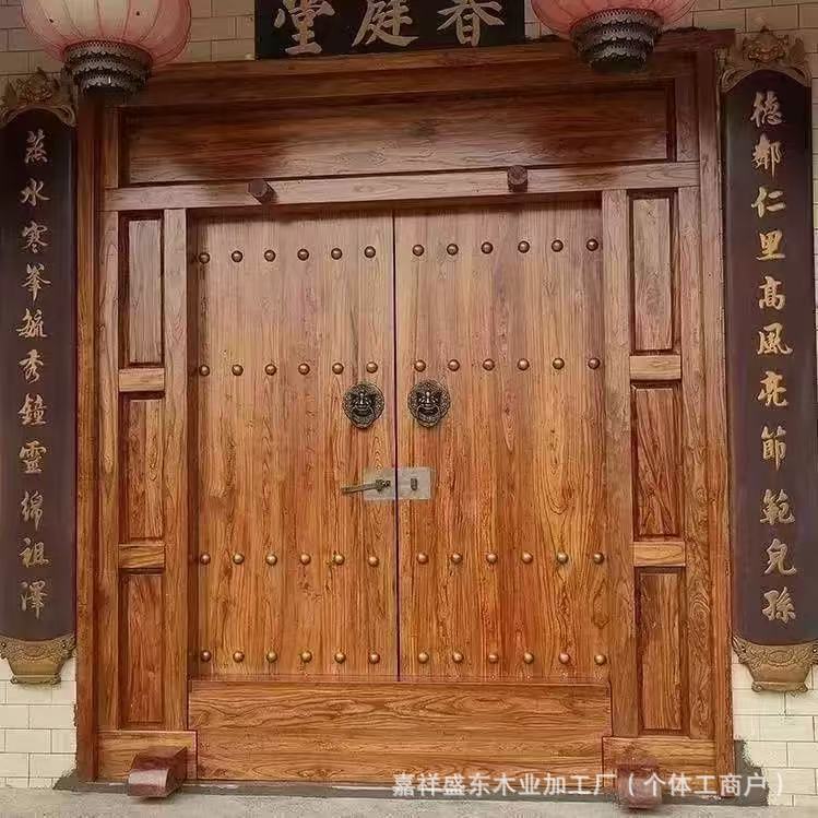 Chinese Antique Old Elm Door Rural Self-Built House Entrance Door Old Elm Villa Door Hotel Decorative Door Chinese Antique Old Elm Door Rural Self-Built House Entrance Door Old Elm Villa Door Hotel Decorative Door