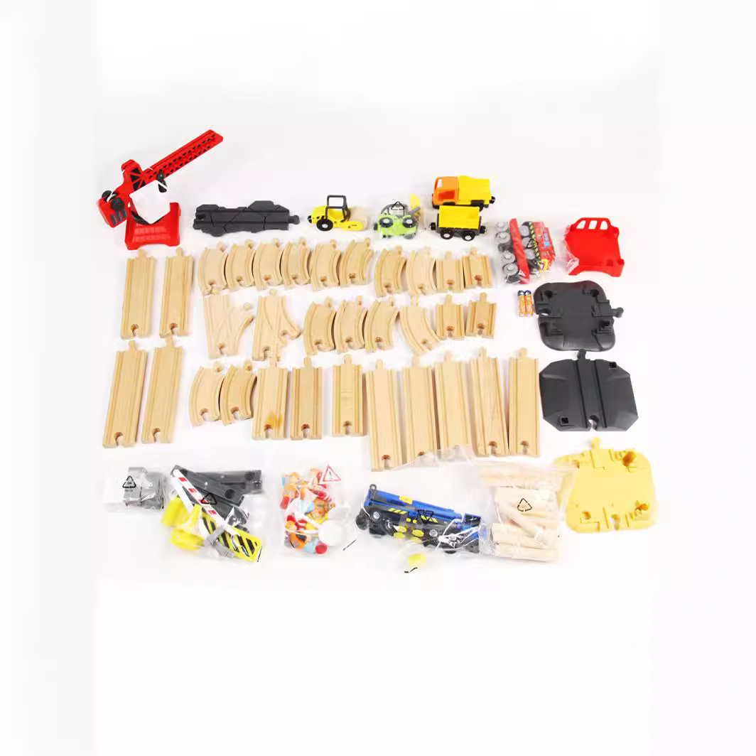 Juguete de tren de haya de simulación de madera para niños, rompecabezas de bebé magnético, comercio exterior, riel eléctrico de madera