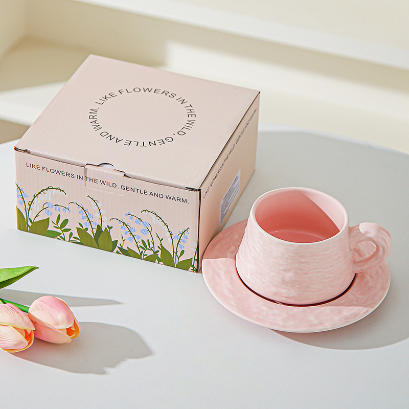 Tazas de café de cerámica de piedra de alta calidad, platos de oficina, tazas de café lujosas, copas de desayuno, regalo de mano.