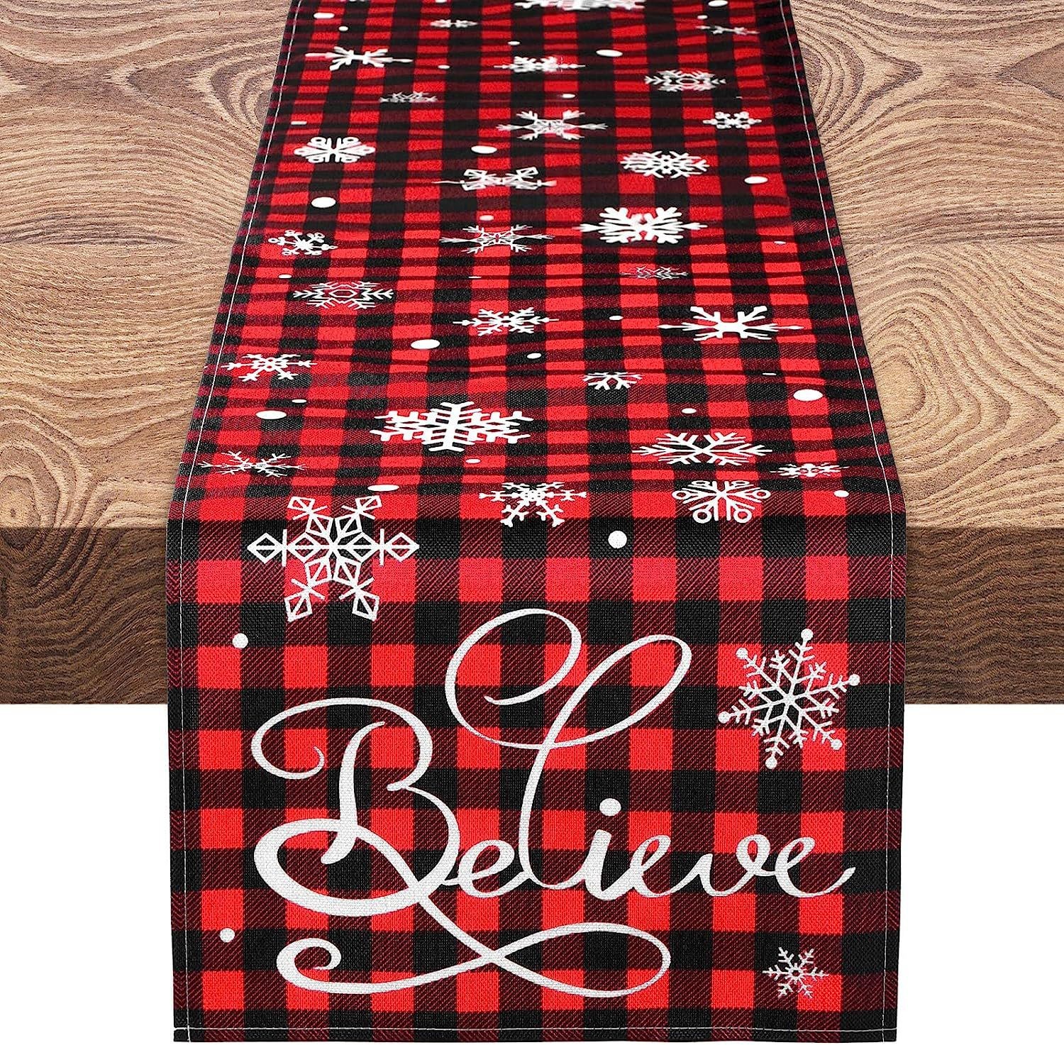 Camino de mesa navideño, decoración de mesa de comedor para el hogar, estilo europeo y americano, mantel nórdico, patrón a cuadros para mesa de té.