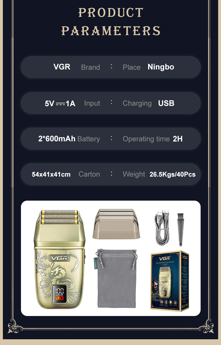 Retro Electric Shaver Vgr349 Cordless Reciprocating Razor For Men_voghion.com