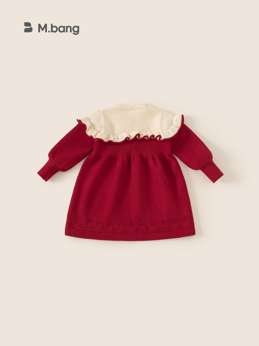 Yoobao ropa infantil suéter de niña invierno nuevo vestido rojo vestido vestido de Año Nuevo vestido vestido de punto bebé