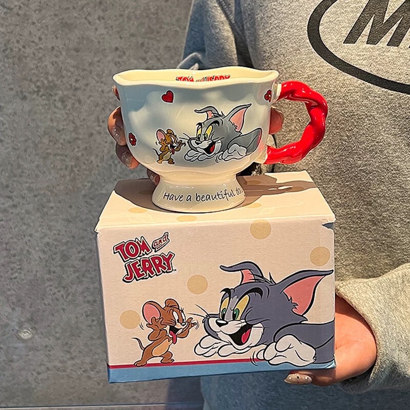 見栄えの良い漫画のトムとジェリーのカップマグセラミックカップウォーターカップホームオフィス朝食コーヒーカップ|undefined