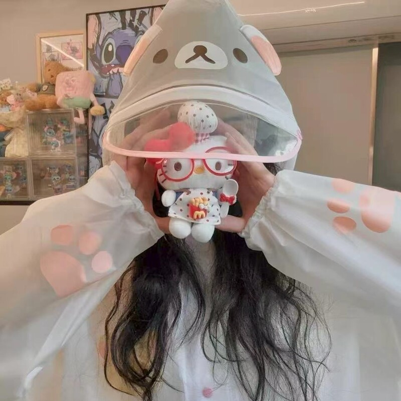 Super Cute Bear Raincoat All-In-One High-Looking Rainstorm Poncho Girly Electric Car Single Raincoat Super Cute Bear Raincoat All-In-One High-Looking Rainstorm Poncho Girly Electric Car Single Raincoat