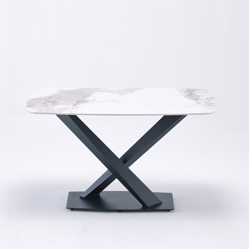 Mesa y silla de comedor de tabla de roca italiana de lujo para hogares pequeños, mesa de comedor rectangular moderna simple, mesa de comedor