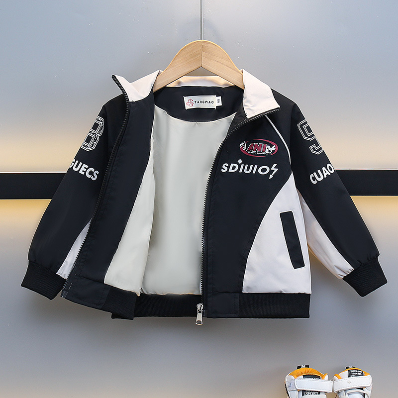 7701 Chaqueta a juego de colores de primavera para niños 2025 nueva chaqueta deportiva de ocio de estilo occidental para niños pequeños y medianos rompevientos primavera y otoño