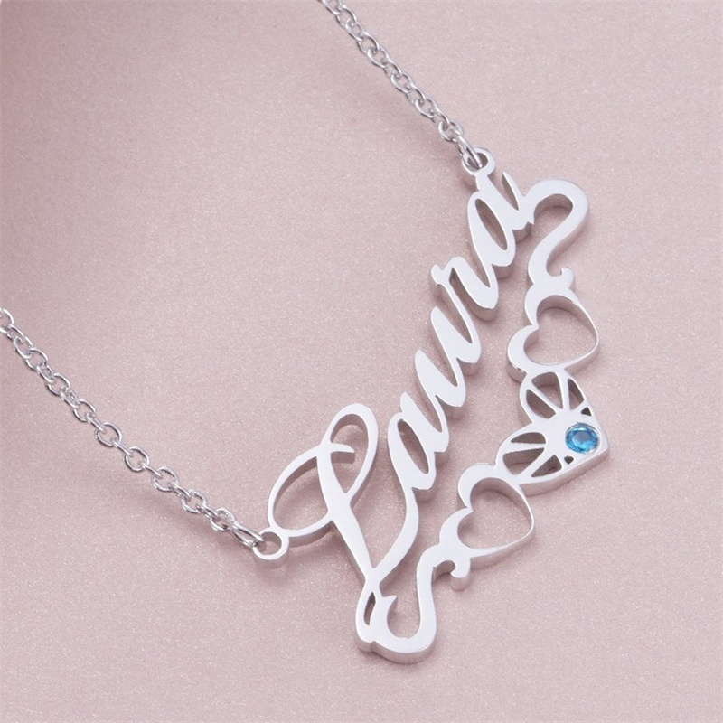 Fashion Letter Sterling Silver Copper Plating Inlay Artificial Gemstones Necklace