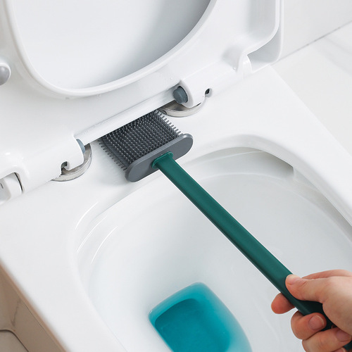 Household silicone toilet brush set, toilet bathroom silicone cleaning brush, floor-standing electroplated toilet brush combination
