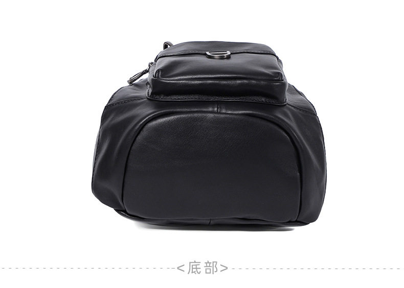 Túi đeo ngực nam da bò thật cổ điển 18×8×31 cm — Màu đen chi tiết 15