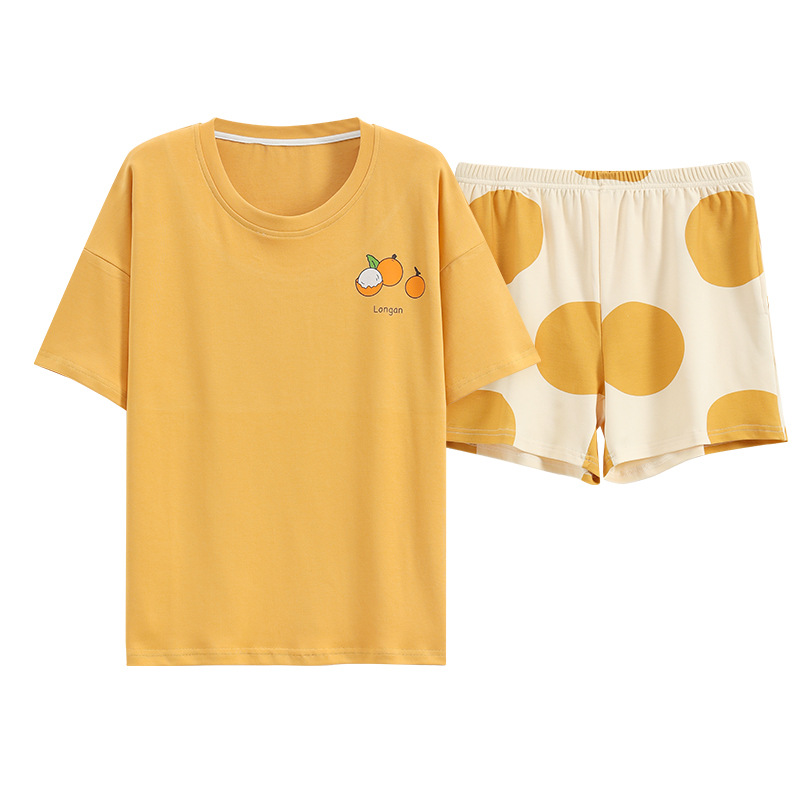 Conjunto de Pijamas de Manga Corta para Mujer con Almohadilla para Pecho de Algodón de Verano