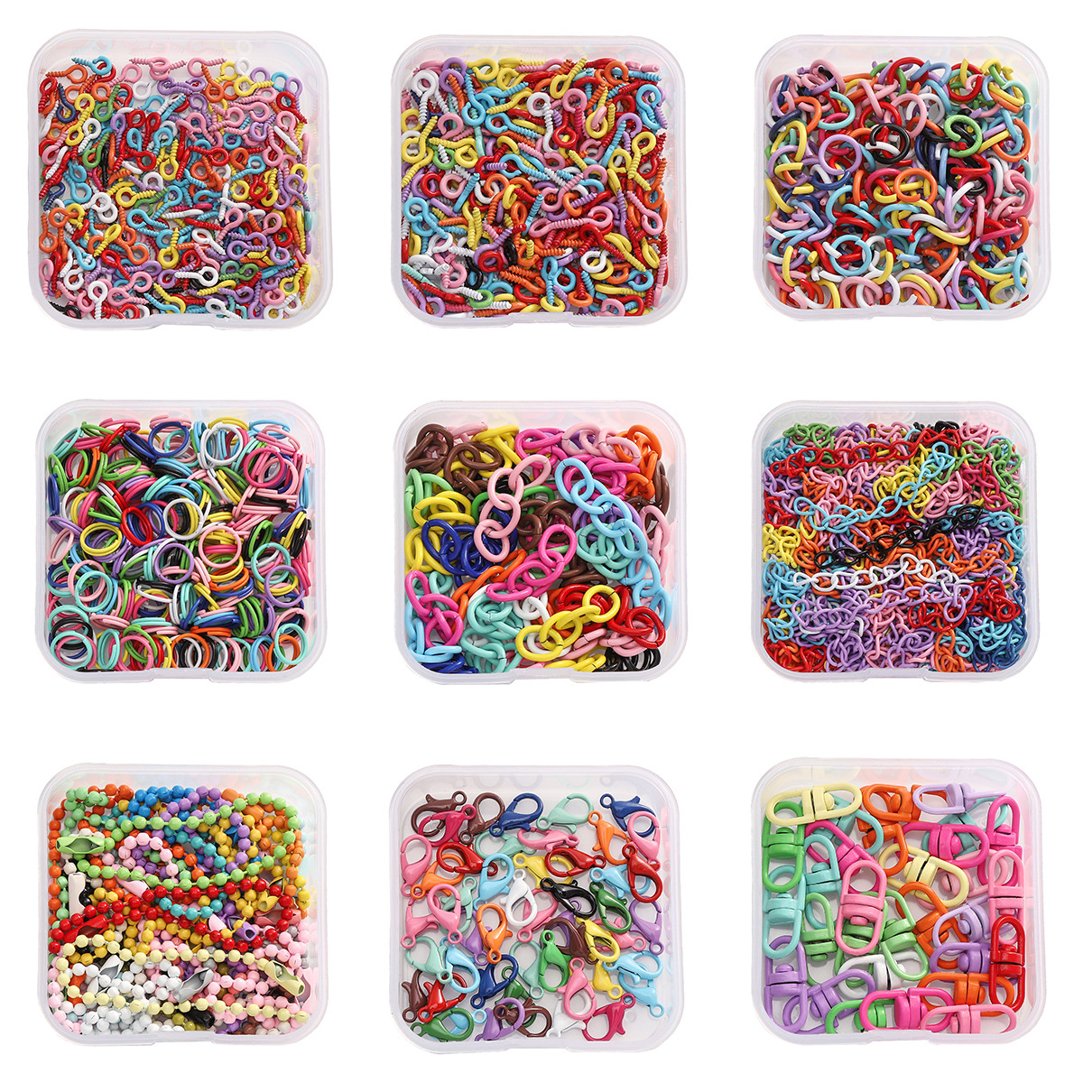 박스형 컬러 스프레이 페인트 키 체인 테일 체인 도어 버클 오픈 링 버클 수제 DIY 액세서리 쥬얼리 재료 패키지