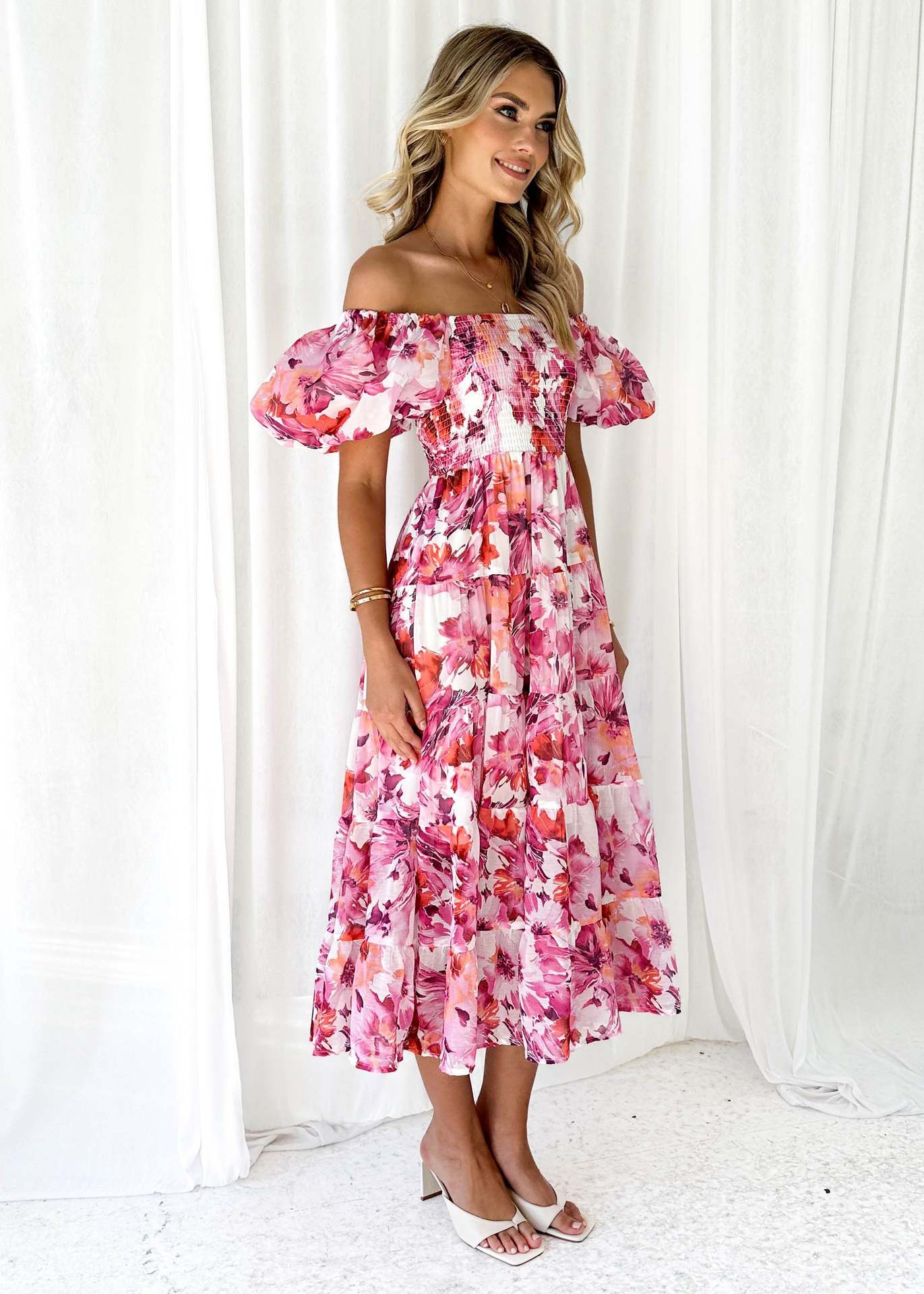 301g Weight Maxi Long Dress Dress Length Type Short Sleeve Sleeve Length Regular Dress Dresses Type Puff Sleeve Sleeve Type Polyester Fabric Type Mid Waist Waist Line Travel, Daily Occasion Boat Neck Neckline Regular Fit Fit Type Flower Pattern Summer, Spring Season Women's Gender Elegant, Classic Style Style Wholesale Women's Elegant Classic Style Flower Travel Daily Boat Neck Short Sleeve Regular Dress 50