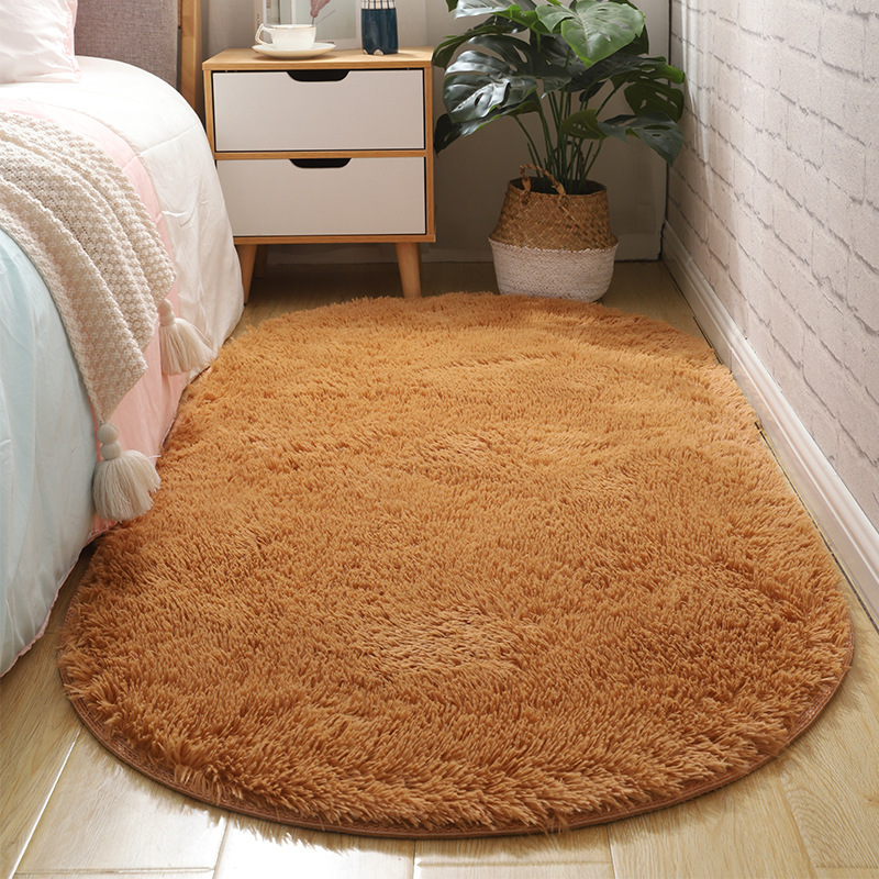 Luz de lujo dormitorio mantas de cama sala de estar oval simple estera de suelo vello largo teñido antideslizante balcón estera de ventana flotante paquete suave image 16