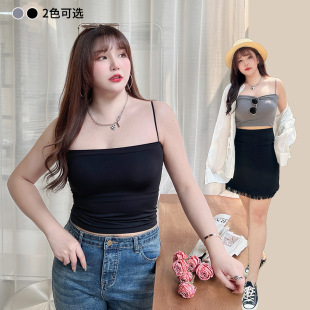 Runqi N8628 women's chubby girl thin shoulder strap collarbone seamless beauty back sling one-piece delivery plus size vest wrapped chest