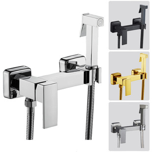 Cross-Border Toilet Companion Spray Gun Faucet Bathroom Bidet Nozzle Copper Hot and Cold Water Bidet Spray Gun Set