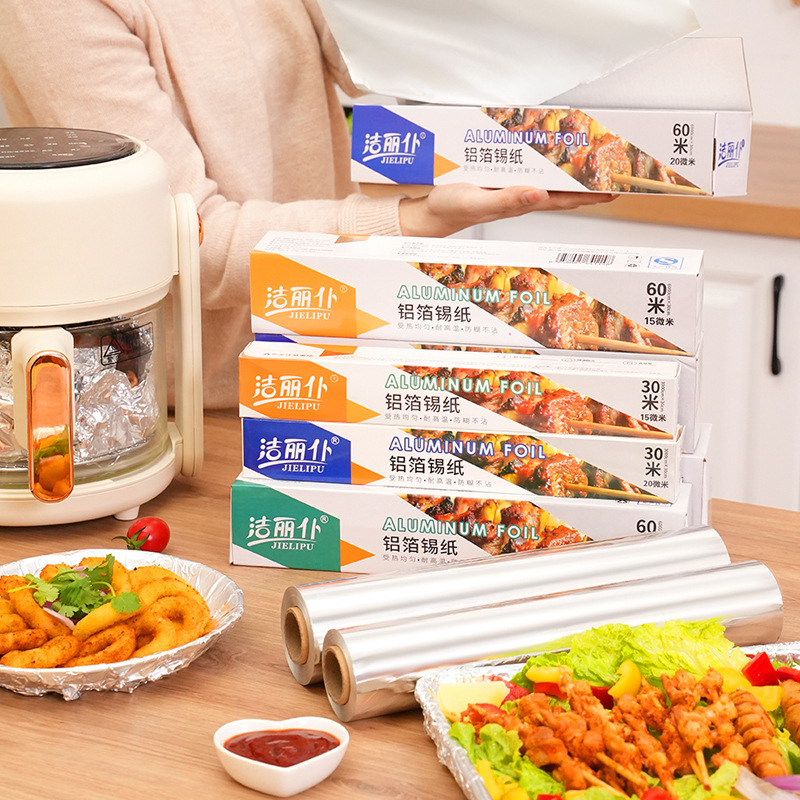 Wholesale-tin foil high temperature resistant barbecue household oven plate kitchen baking fish meat tin foil thick aluminum foil