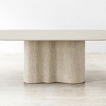 侘寂风奶油天然大理石餐桌设计师高端椭圆桌子复古伊朗洞石吃饭桌