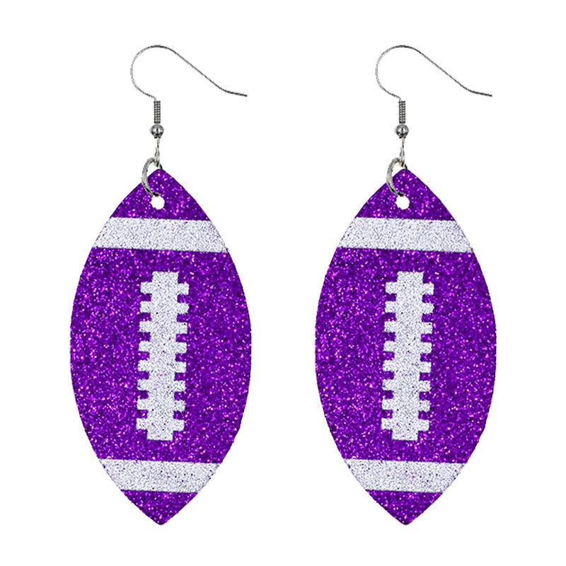 Creative Rugby Sequin Glitter Color Leather Earrings Wholesale Nihaojewelry display picture 18