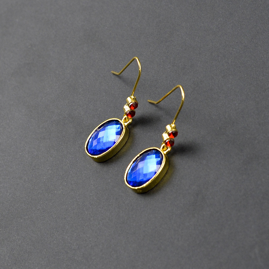 Elegant Retro Sapphire And Pearl Drop Earrings For Women_voghion.com