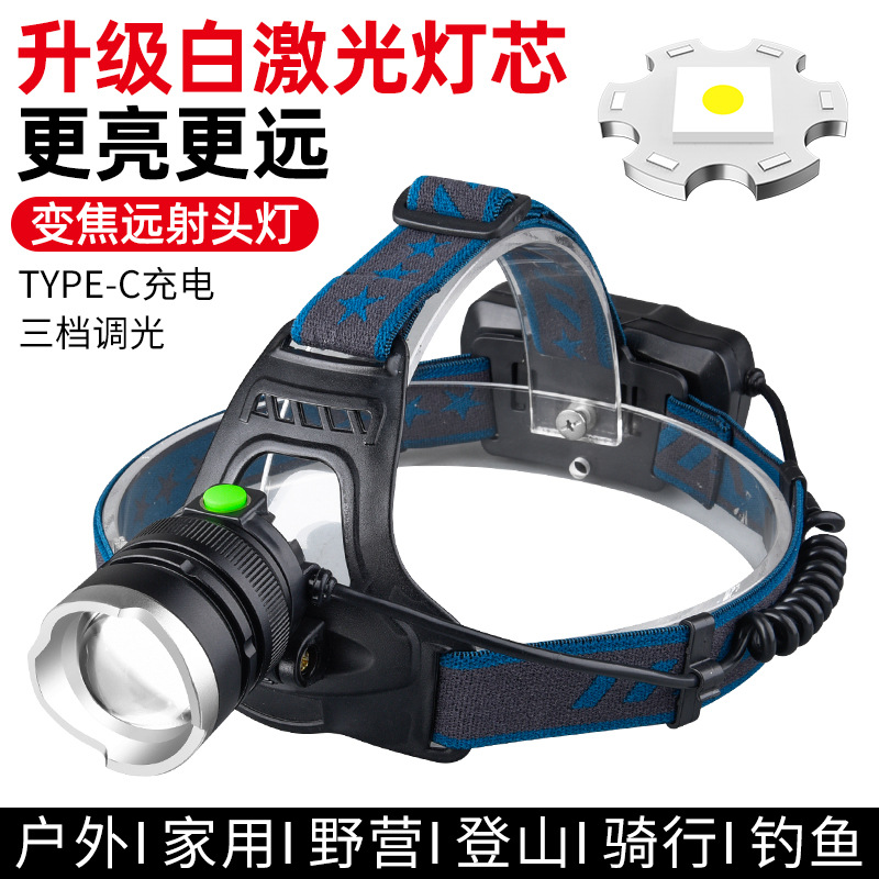 Transfronterizo nuevo al aire libre fuerte luz faro multi-función Zoom noche pesca luz al aire libre impermeable iluminación super largo alcance faro