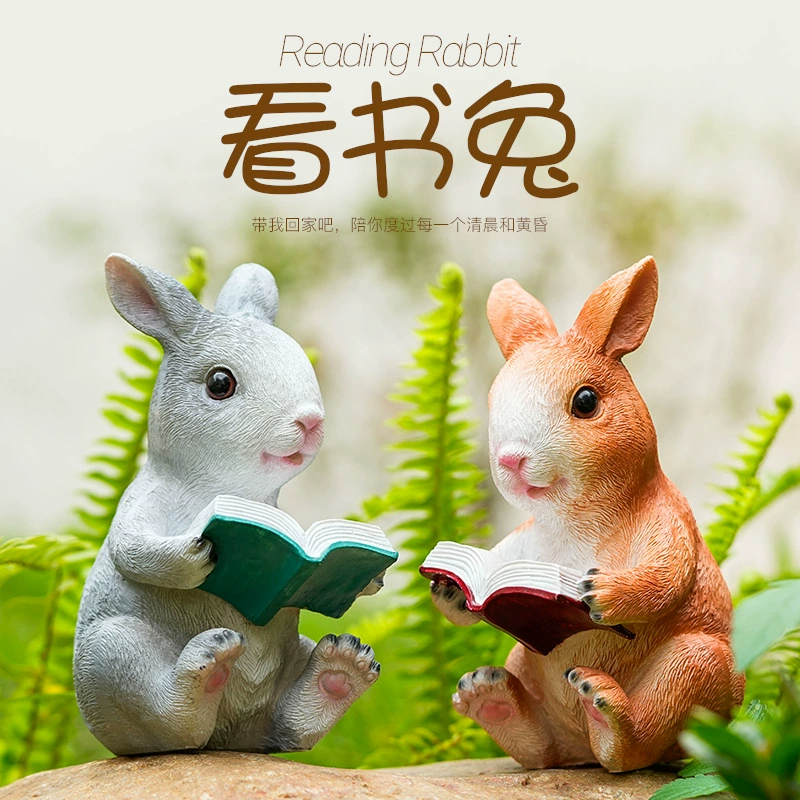 Cartoon realistic travel rabbit, micro landscape
