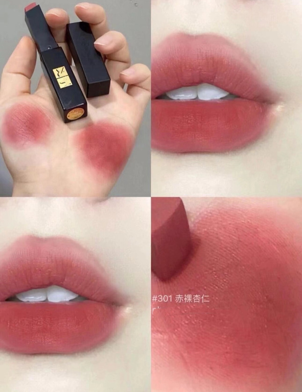 跨境专供Y家口红小黑条哑光 301#赤裸杏仁302#丝绒正装一件代发|undefined