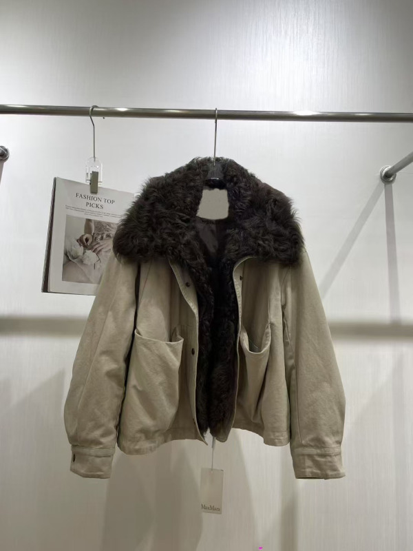 MAX同款冬季新款大翻领外套女加厚工装派克服宽松复古羽绒保暖外|undefined