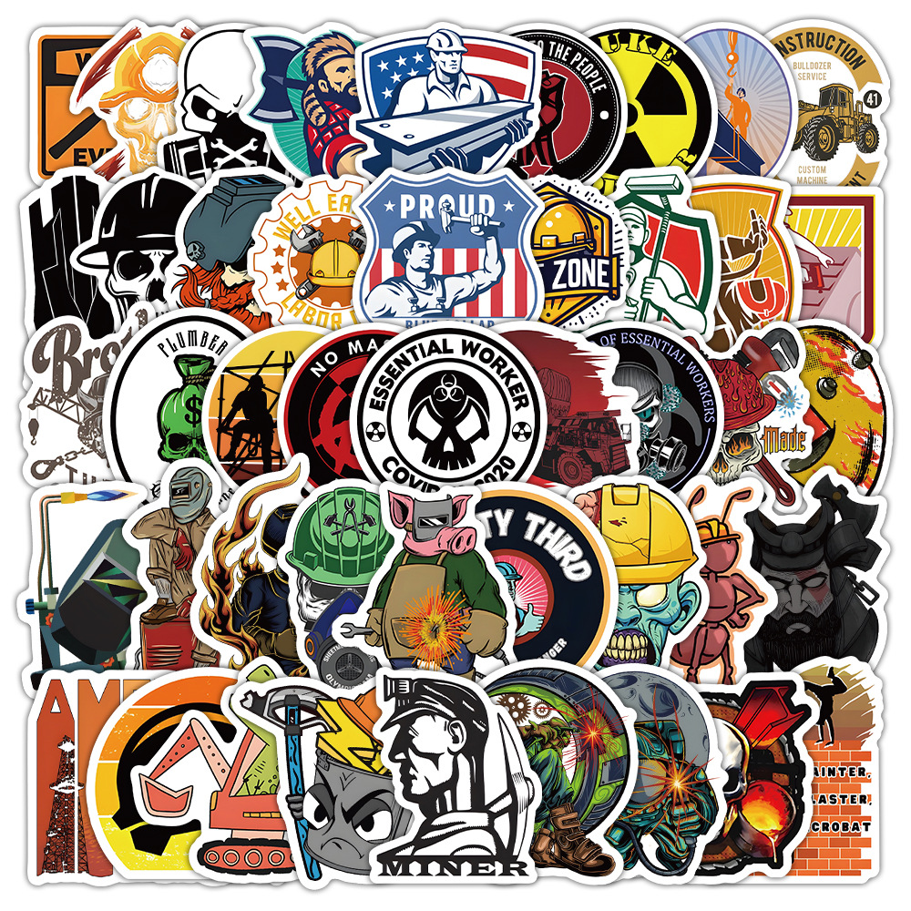 Amazon Venta caliente Casco Pegatinas Casco de seguridad Electricista Soldador Decoración impermeable Pegatinas de graffiti Pegatinas de motocicleta al por mayor