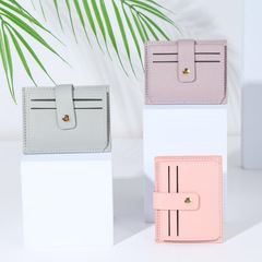 Factory direct sales women's card holder cute student candy color trendy multi-card slot wallet coin purse PU leather