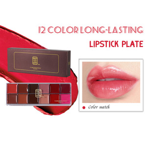 Cross-border non-fading non-stick lipstick matte mirror 12-color lipstick palette for beginners moisturizing lip gloss wholesale