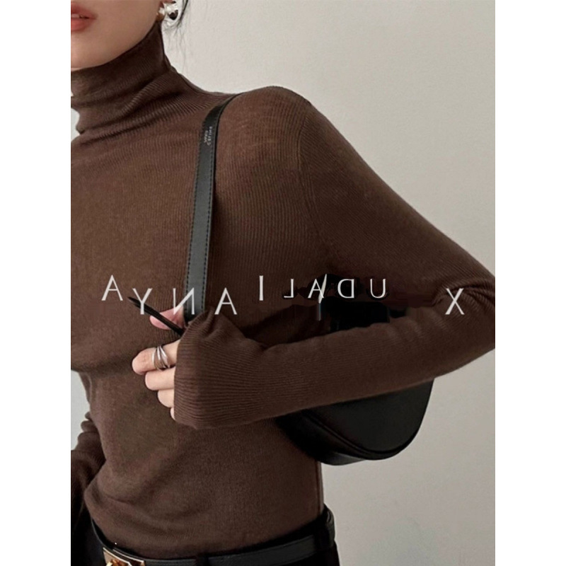 Maillard Style Pile High Collar Sweater Women's Long-sleeved Autumn and Winter Inner Slim-fit Slimming Base Sweater Soft Waxy Top Maillard Style Pile High Collar Sweater Women's Long-sleeved Autumn and Winter Inner Slim-fit Slimming Base Sweater Soft Waxy Top