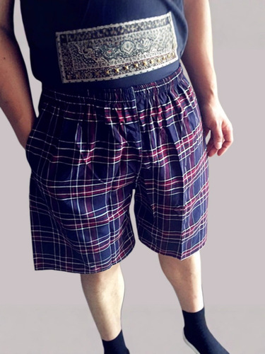 Men's Striped Beach Shorts for Middle-Aged Men, Casual, Drifting Sports Shorts, Loose Home Striped Garter Shorts