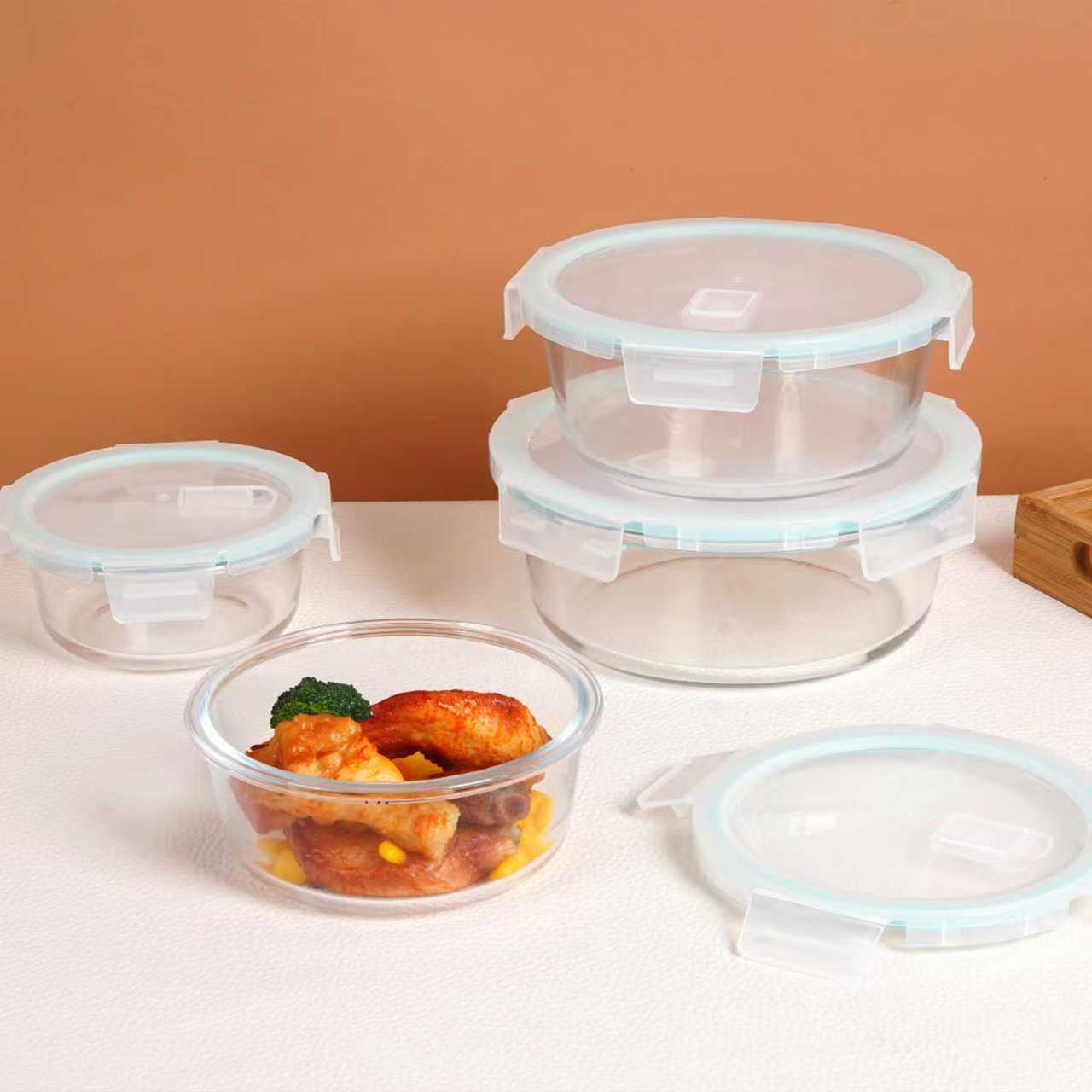 Caja de almuerzo de vidrio puede calentarse por microondas, alta borosilicona para trabajar con cajas de almuerzo de cierre de arroz, aislamiento térmico de la caja de almuerzo